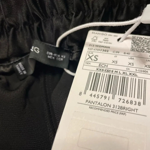MNG MANGO Bright Elastic Waist Satin Pants in Black - Picture 10 of 13